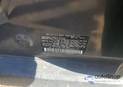 2012 Subaru Forester Limited z USA, uszkodzony, nr VIN JF2SHAEC5CH469974